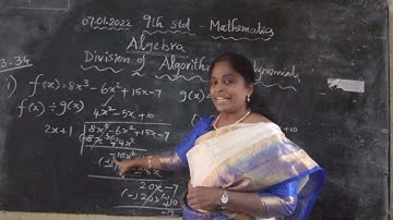 9 Std Mathematics ALGEBRA- Division of Polynomials / Example 3.34 – i