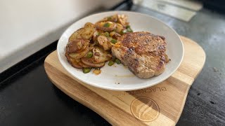 PORK CHOPS AND FRIED POTATOES ON THE BLACKSTONE GRIDDLE | BLACKSTONE GRIDDLE RECIPES