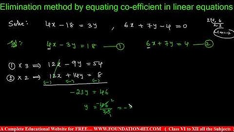 Elimination method by equating co efficient in linear equations