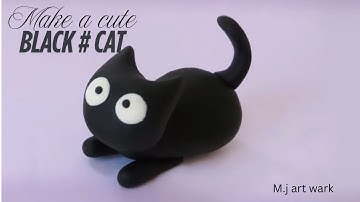 ⚫DIY how to make MINIATURE BLACK CAT - Easy Polymer Clay, Fondant Tutorial DIY