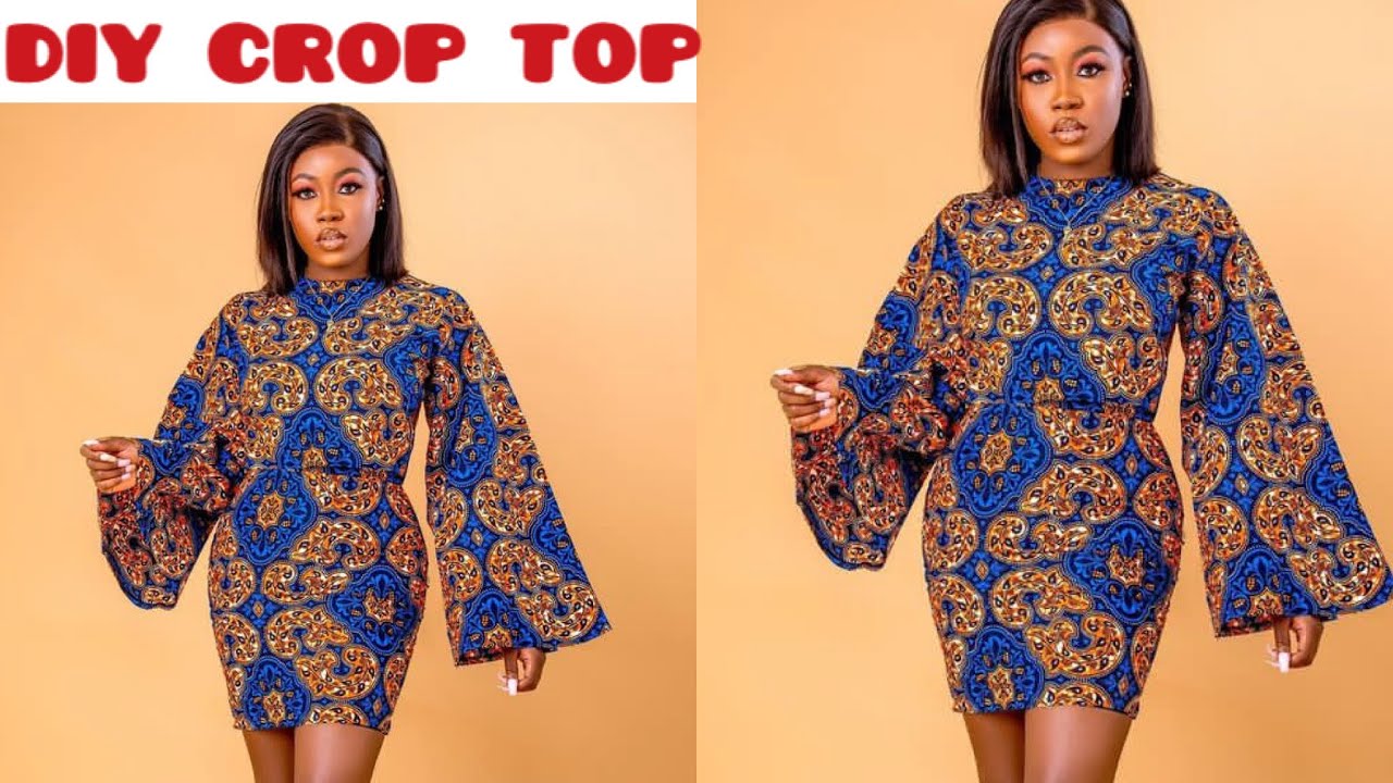 How to cut and sew a CROP TOP WITH BELL SLEEVES YouTube