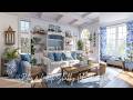 🩵 Blue &amp; White Shabby Chic Cottage 🤍 | Cozy Vintage Home with Timeless Elegance