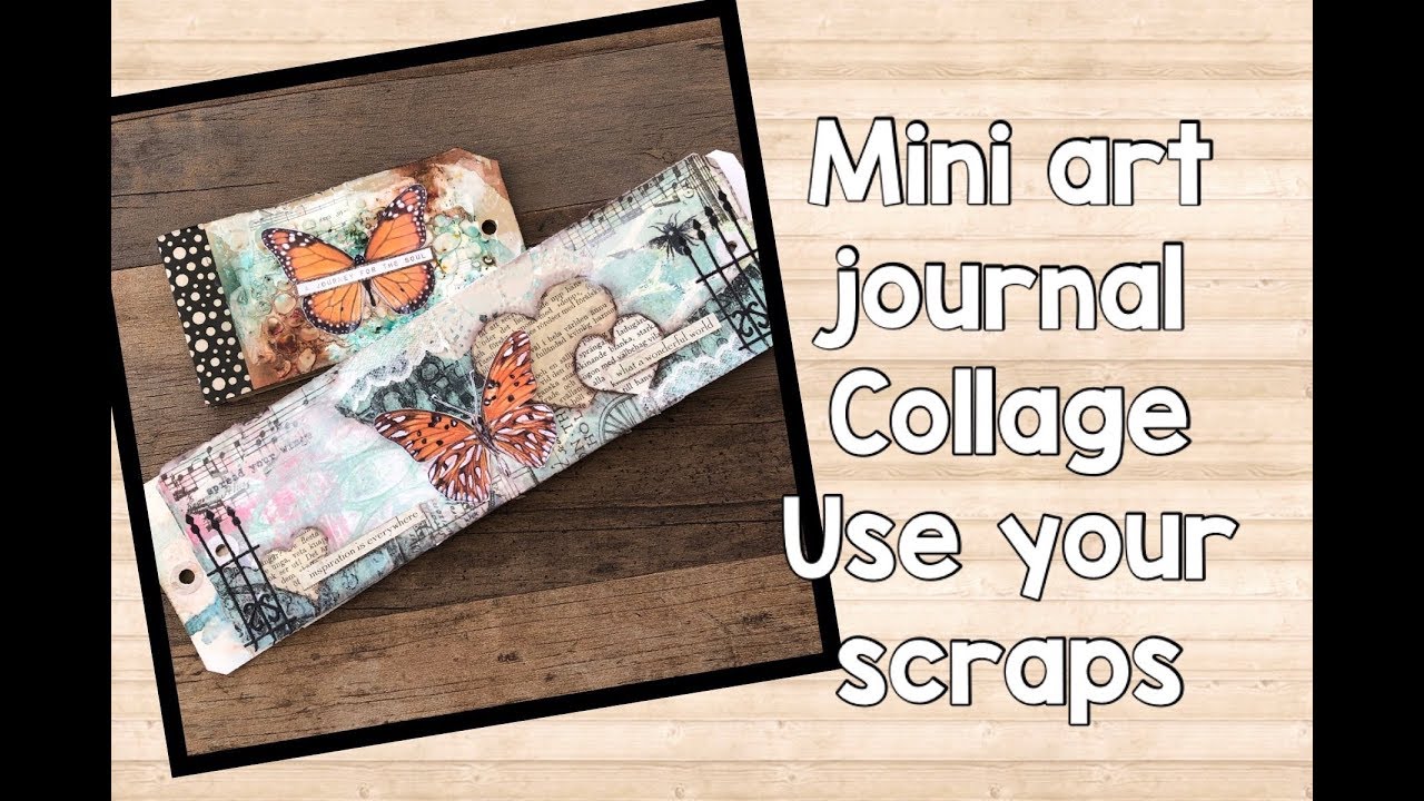 Mini art journal collage style - use your scraps - YouTube