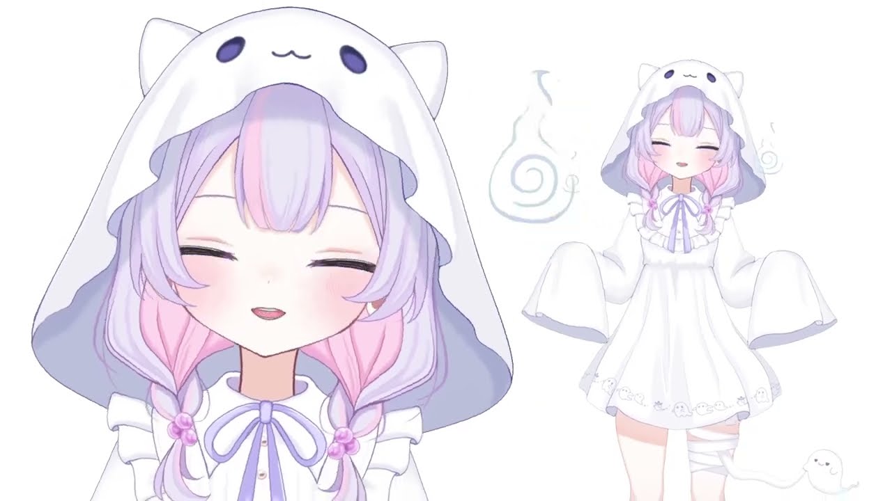 ☆oページ ☆空色ヒョウにゃん② とシロちゃん① 限定1点】おばけ猫ちゃん【VTS対応】 - にーよ - nizima by Live2D