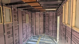 Cargo Trailer Conversion First Layer of Wall Insulation