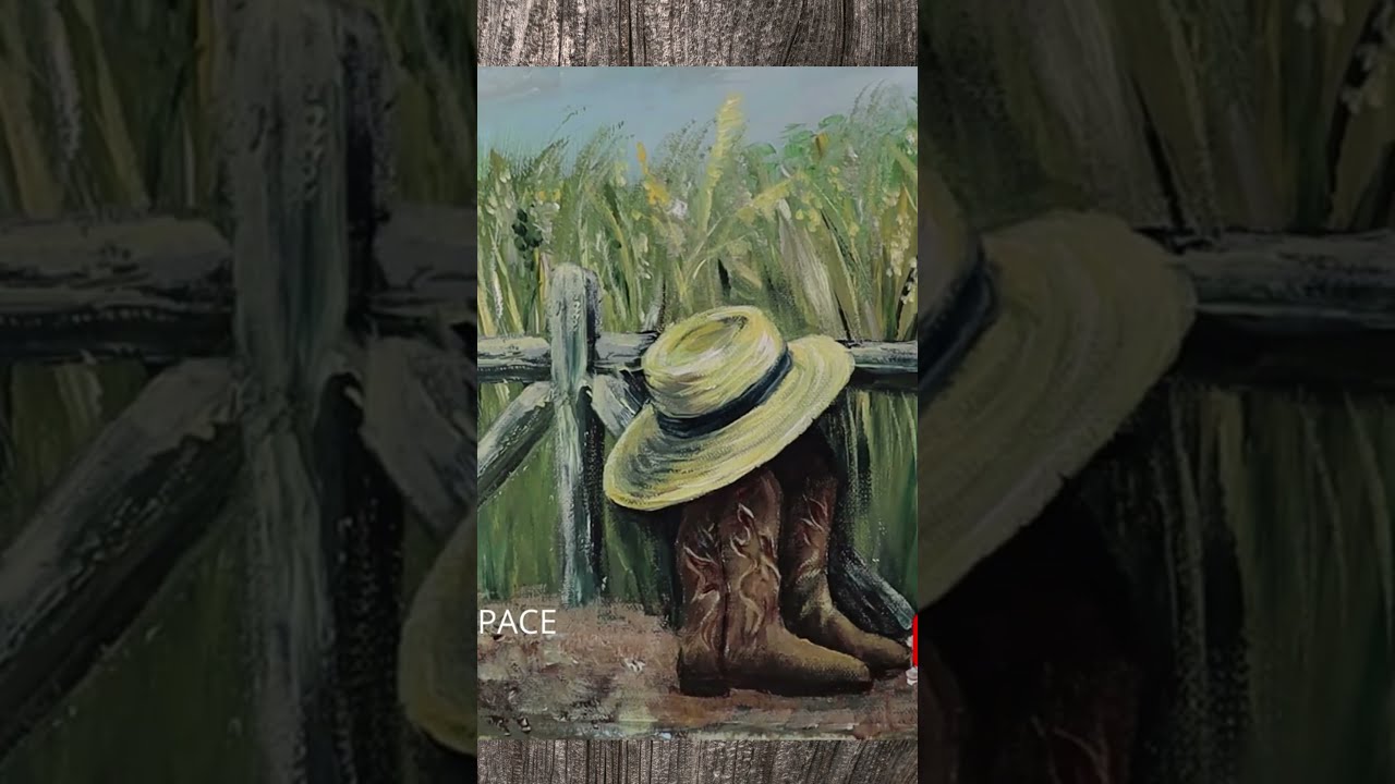 western acrylic painting tutorial, hat cowboy boots painting 