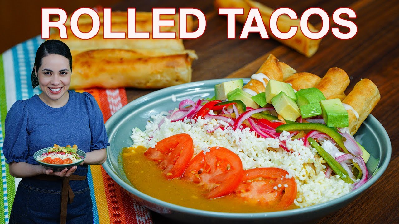 ROLLED chicken TACOS | Crispy TAQUITOS/FLAUTAS with CONSOME | Authentic Mexican Food | Villa Cocina