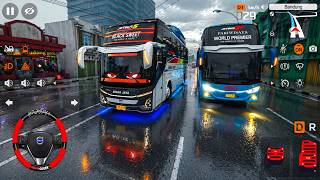 Bus Sinar Jaya Full Strobo Pasang Basuri MBG Keluar Terminal Tes Basuri Disaat Gerimis