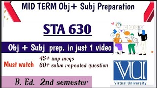 STA 630 Complete Midterm Notes 2025-26 | Most Important
