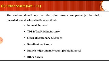 Checking & Verification of Other Assets I Schedule no. 11 I Audit of Bank II Dr. Niranjan Shah