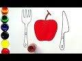 Draw to Easy for Toddlers || Apple 🍎 Knife Fork #abcarthubsikhoorsikhao#kidslearning #aforapple#draw