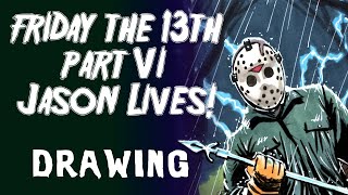 Friday the 13th Part 6 | Drawing Jason Voorhees in a rainy cemetery