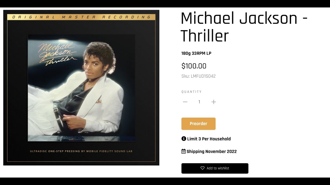 Michael Jackson – Thriller - Vinilo - Mobile Fidelity - Orig