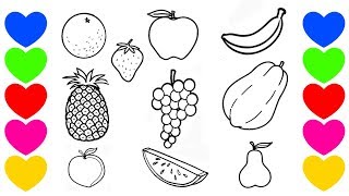 Pintando frutas Pinturas de desenhos divertidos para crianças