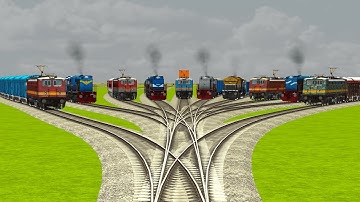 ALL 10 TRAINS SINGLE BRANCHED CURVE RAILROAD TRACKS | RailWorks 3 | Indian Train Crossing VIDEO