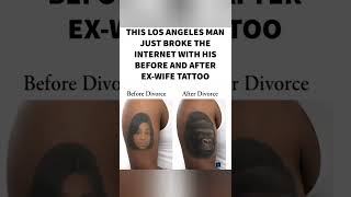 LA man goes viral for ex-wife tattoo transformation 😳 #Viral #Tattoo #BeforeAndAfter #Trending #Wild