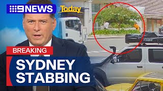 CCTV captures moment alleged stabber apprehended by tradies in Sydney | 9 News Australia