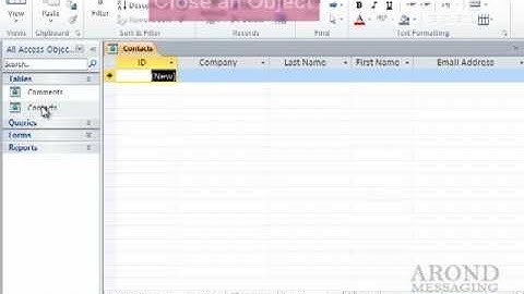 Using Access 2010 - Open and Close an Object
