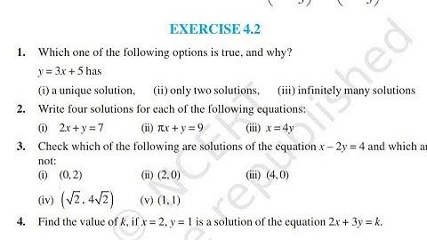 Exercise 4.2 class 9 maths
