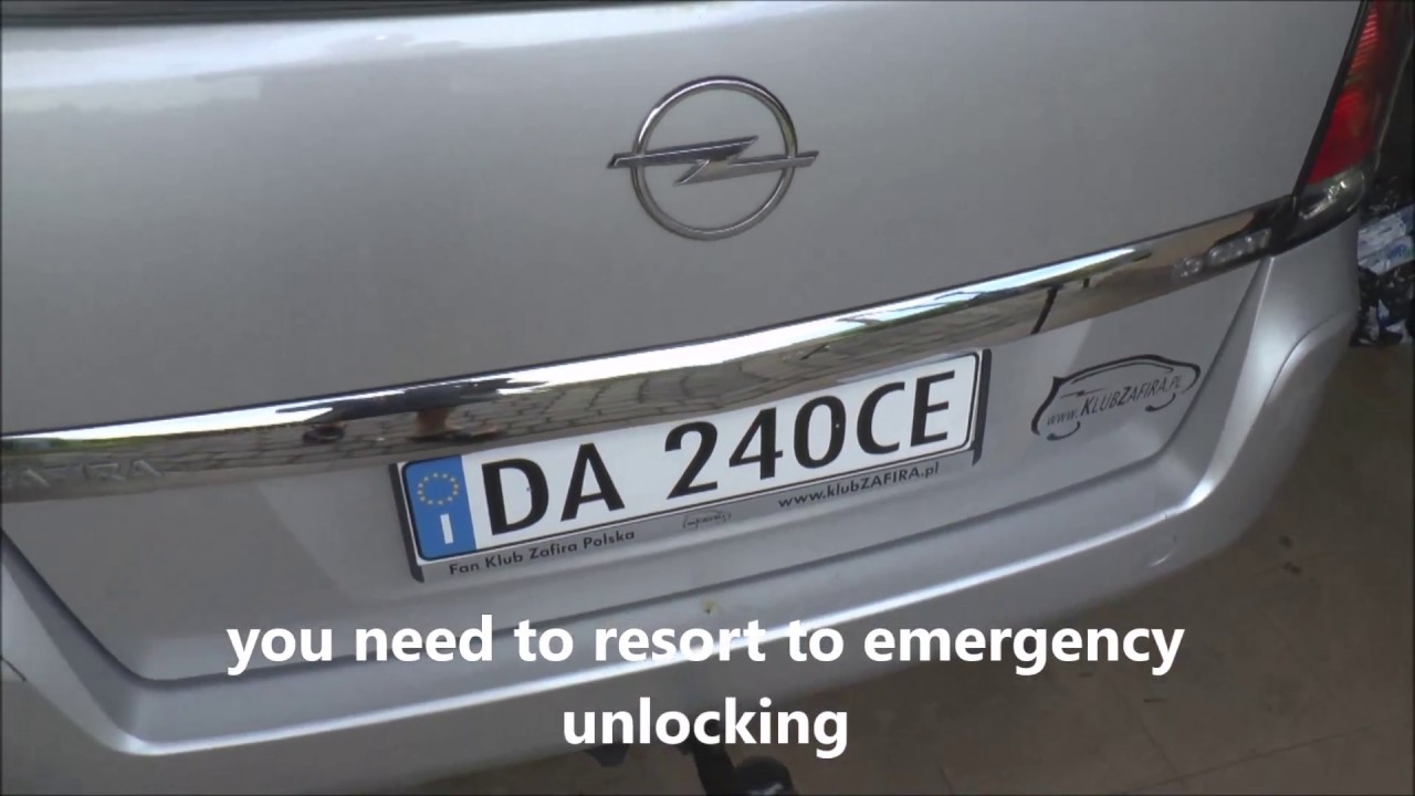 Emergency unlocking - tailgate - Opel/Vauxhall Zafira ... astra h rear fuse box 