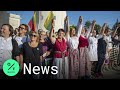 Lithuanians Form A Human Chain Near Belarusian border