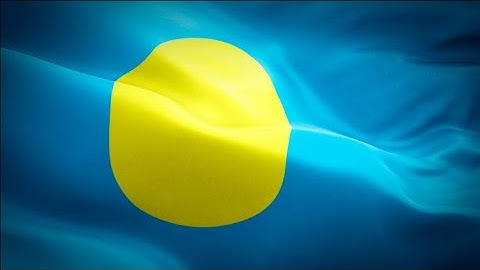 Palau waving flag. National 3d Koror flag waving. Sign of Palauan‎. Palau flag Full H