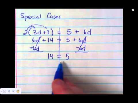 Special Cases when solving equations