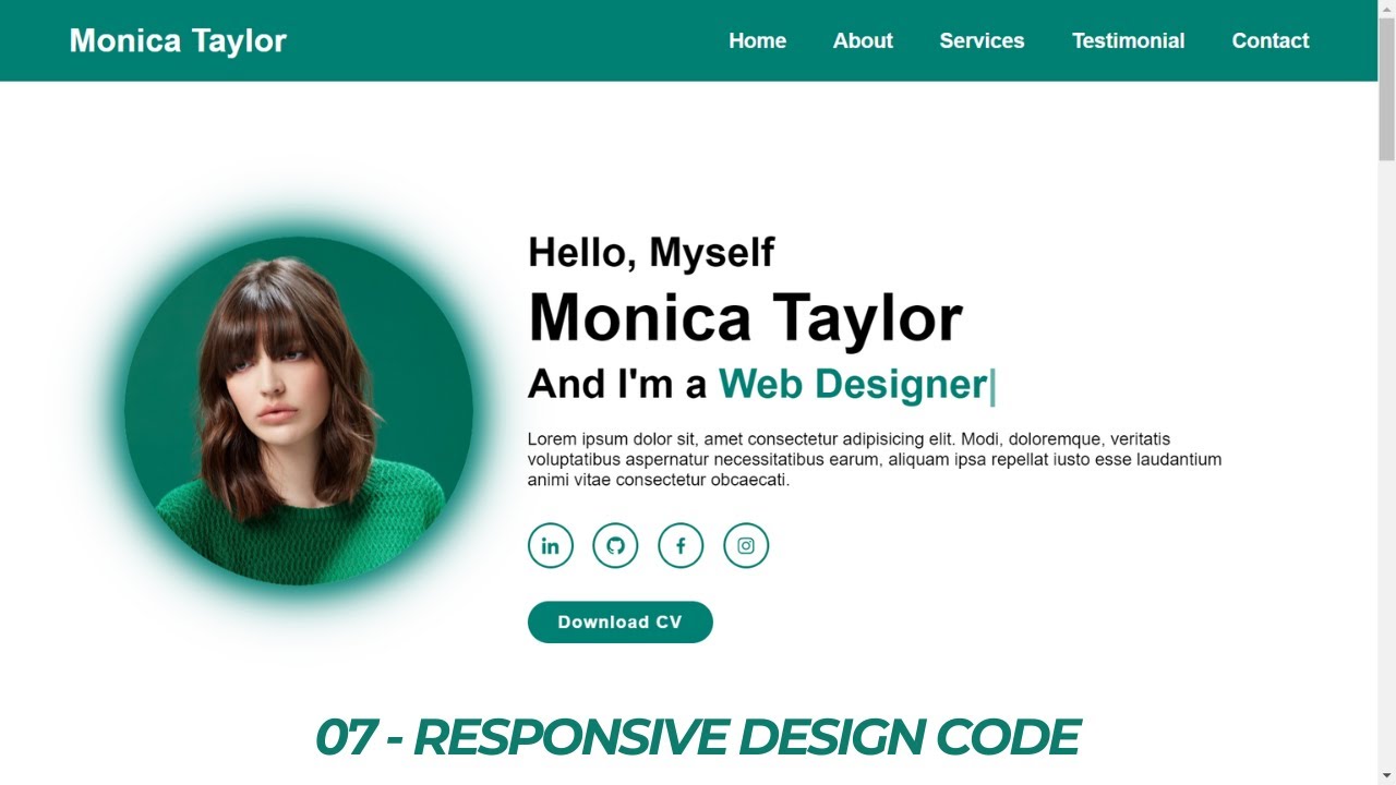 Fully Responsive Personal Portfolio Website using HTML CSS and ...