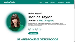 Fully Responsive Personal Portfolio Website using HTML CSS and JavaScript | Responsive Design Code