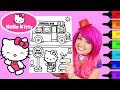 Coloring Hello Kitty School Bus Coloring Book Page Prismacolor Colored Markers | KiMMi THE CLOWN