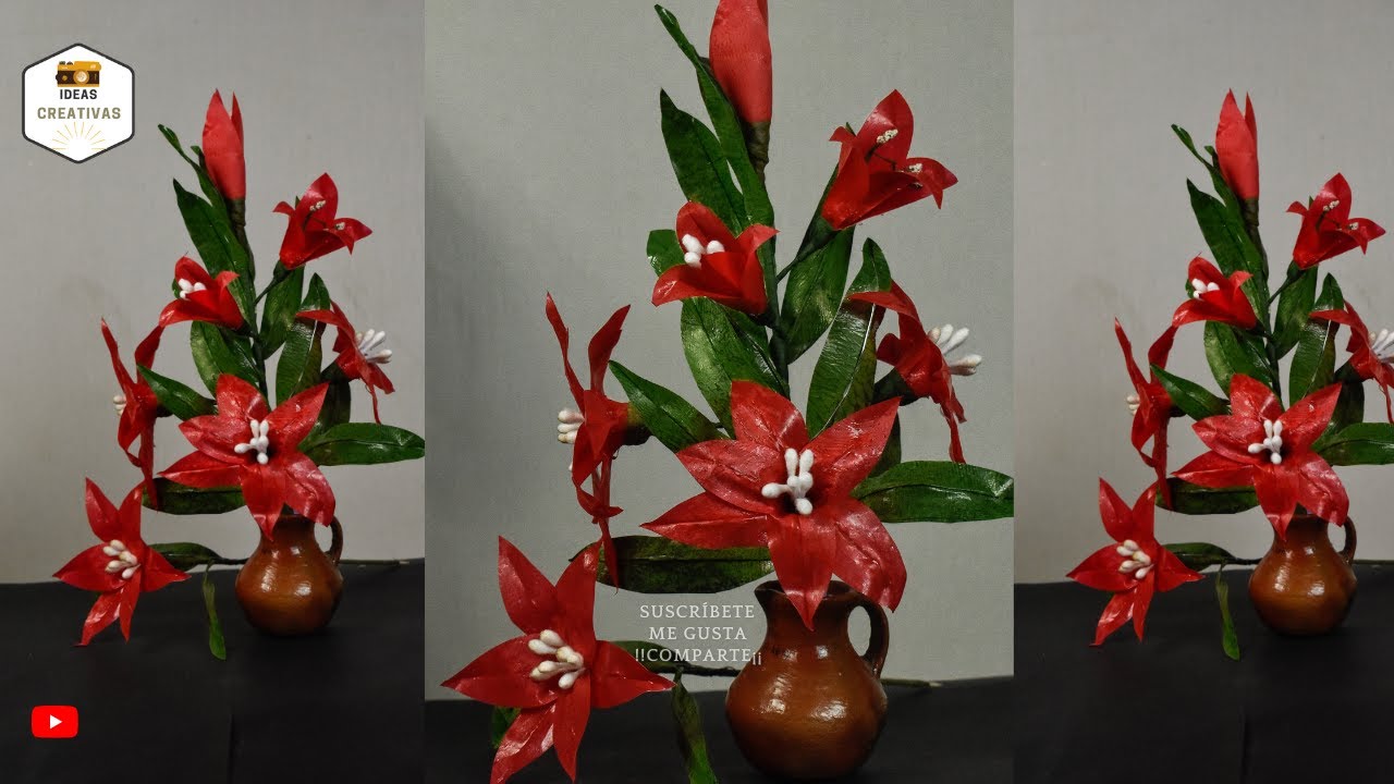 LIRIOS HECHAS CON BOLSAS PLASTICAS