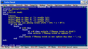 HD Giải nhanh phương trình bậc hai bằng pascal với lệnh