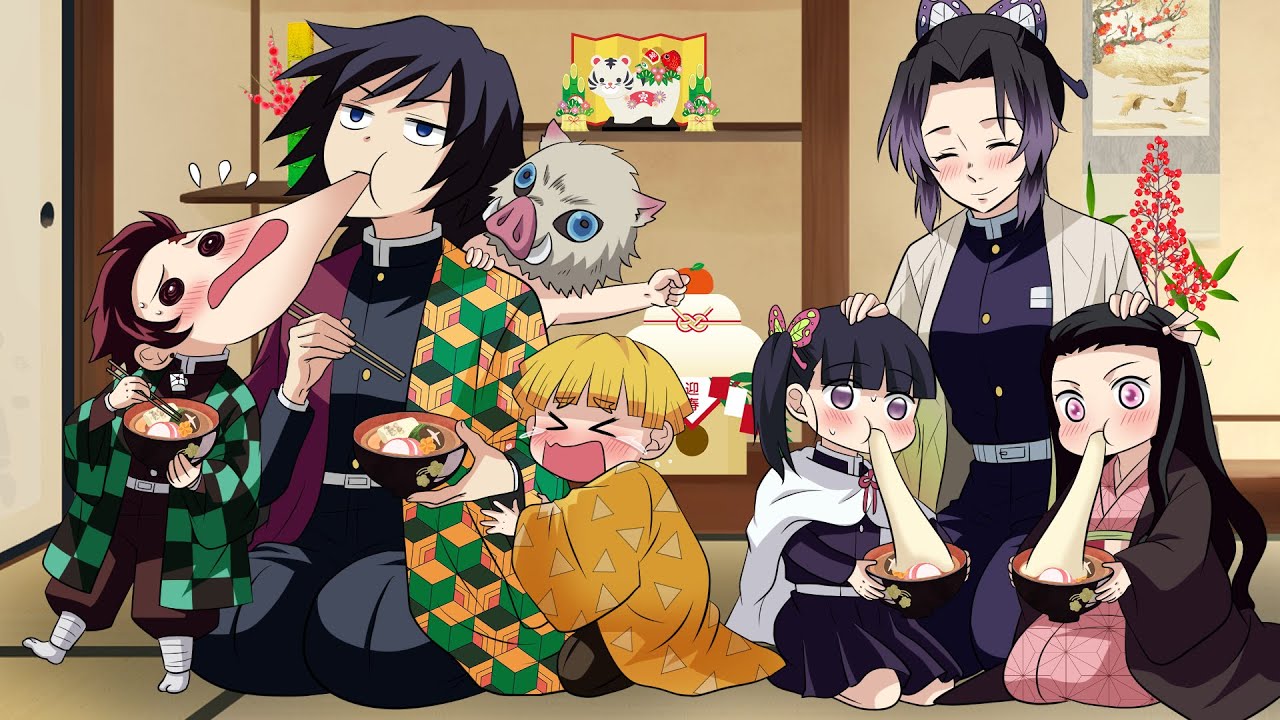 【鬼滅の刃】正月早々に幼児化した炭治郎たちが餅を喉につまらせるくらい食べた義勇お手製のお雑煮→義勇も炭治郎のもちもちほっぺに吸い付くｗ【カナヲ/禰豆子/伊之助/善逸/胡蝶しのぶ/声真似】