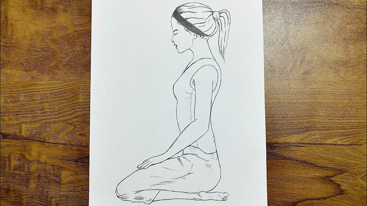 How To Draw A Yoga Girl / Drawing Tutorial / Yoga Day Drawing YouTube