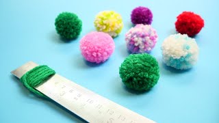 DIY mini Pom Pom | Super Easy Pom Pom Making Ideas using Ruler | Amazing​ Trick​ | Diy Yarn Studio