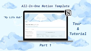 All-in-One Notion Template (Soft Blue) | Part 1: Dashboard & Life Log Tutorial & Tour screenshot 1