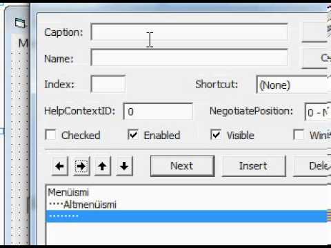 Microsoft Visual Basic 6.0 ALT Menü ALTI Oluşturma FRMTR.COM Cskn192