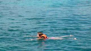 Swimming with dolphins - foot push.