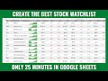 Build A Fully Functioning STOCK WATCHLIST With Live Data In Google Sheets