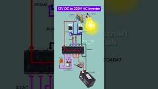 12V DC to 220V AC Inverter Using CD4047 and IRFZ44E MOSFET | #howtomake #inverter #shorts #diy #tech