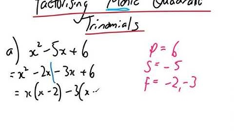 Factorising Monic Quadratic Trinomials