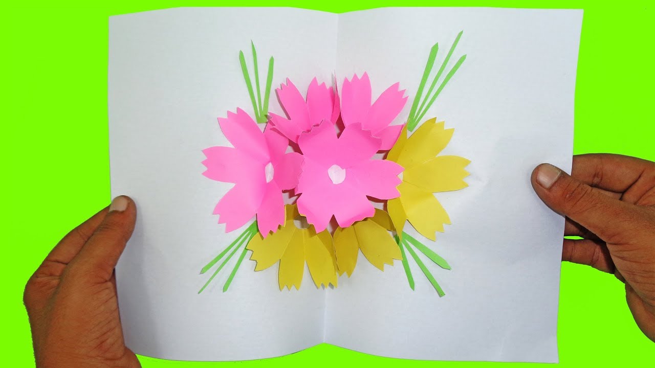 3D DIY Paper Flower Card pop up 7-Paper Crafts HandMade Projects - YouTube