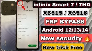 Infinix smart 7 / 7 HD FRP bypass Android 12/13/14| Infinix X6561 X 6515 unlock/Gmail account bypass