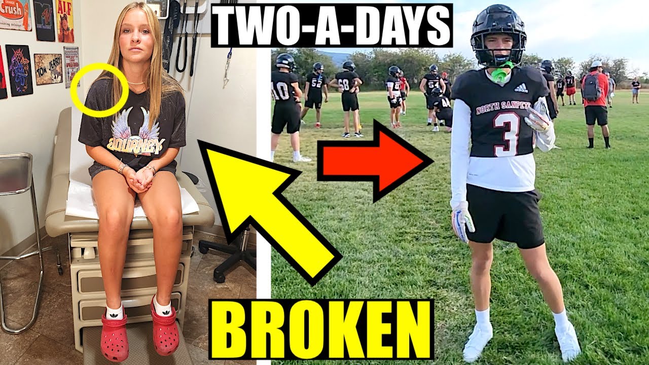 FOOTBALL TWO A DAYS and BROKEN SHOULDER from being DROPPED at CHEER! 🏈😱