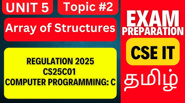 CS25C01 C Programming | Array of Structures in C | Anna University R2025