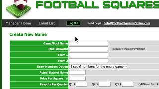 Create a new Pool in Football Squares Online