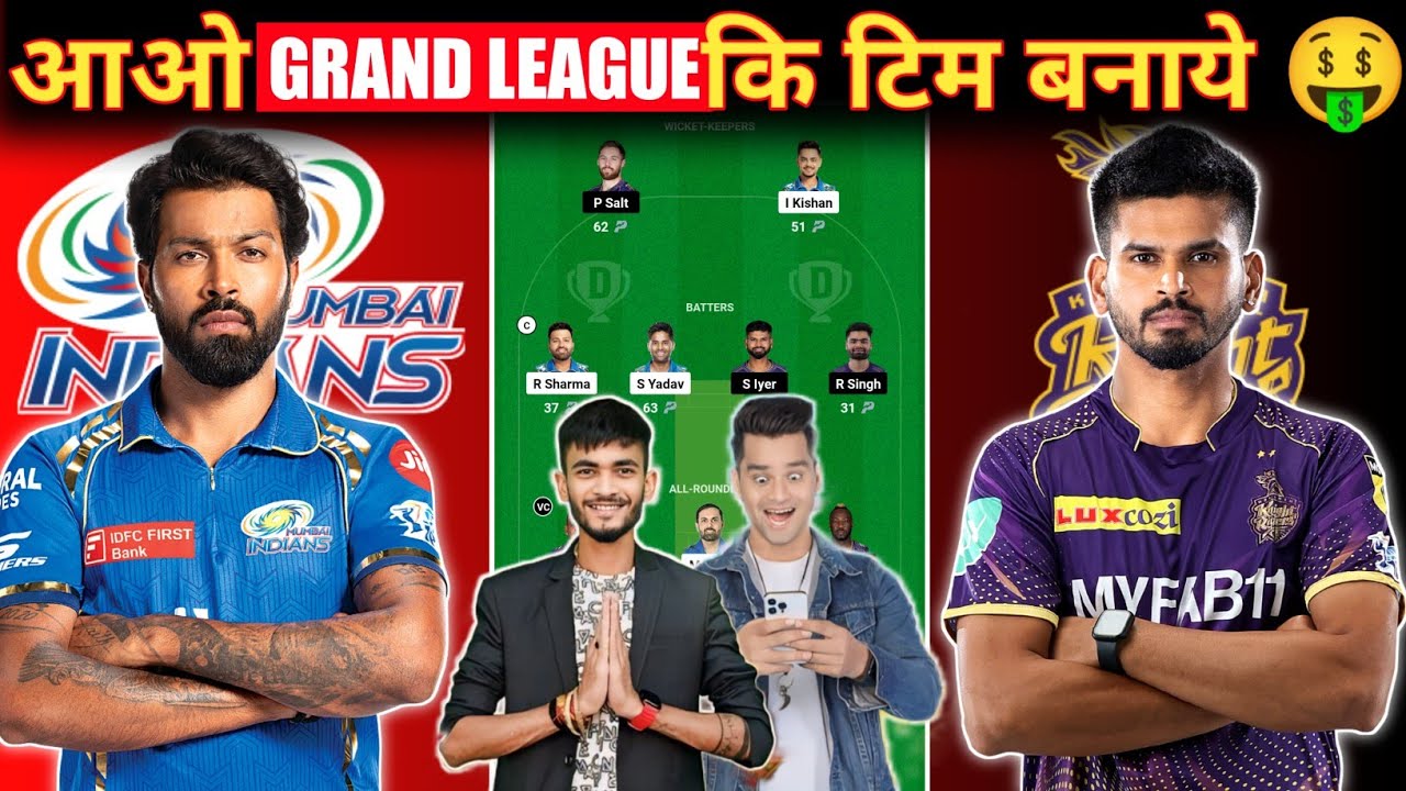 KOL vs MI Dream11 Prediction, KKR vs MI Dream11, MI vs KKR Dream 11 Team of Today Match 2024