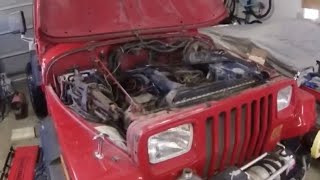 95 YJ Jeep Wrangler tune up and oil change - YouTube