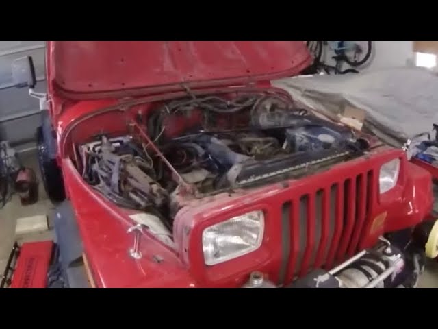 95 YJ Jeep Wrangler tune up and oil change - YouTube