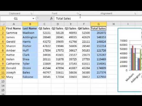 Excel 2010 Class Week 6: Part 1 of 3 (Bar, Line and Pie Charts)